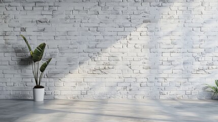 Sticker - Background of white concrete wall featuring painted brickwork wallpaper in loft style exterior design concept