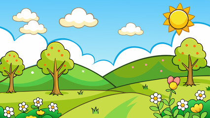 spring landscape background simple vector illust