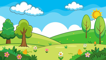 spring landscape background simple vector illust