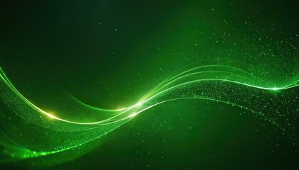 Wall Mural - Digital light light green particles wave and light abstract background with shining dots stars.171