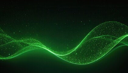 Poster - Green particles wave abstract background with shining dots stars background 170