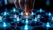 © Arnon  Parnnao - Change management communication. Futuristic Network Connection Concept Human Touch Activating Digital Nodes and Data Links