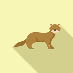 Poster - Minimalist illustration of a brown ferret standing, side view, with a long shadow