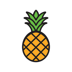 Wall Mural - Pineapple natural food icon. Freshness sweet art vector design.