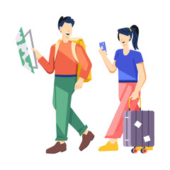 Canvas Print - A flat character illustration of travellers 

