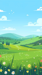 Wall Mural - landscape with field and blue sky