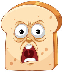 Wall Mural - A furious bread slice with expressive eyes