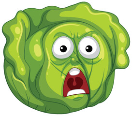 Wall Mural - A surprised lettuce with wide eyes and mouth