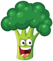 Wall Mural - Smiling broccoli with expressive eyes and mouth