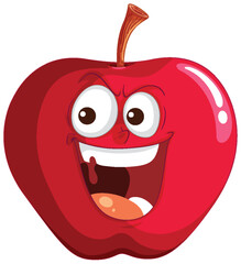 Poster - Smiling red apple with expressive eyes and mouth