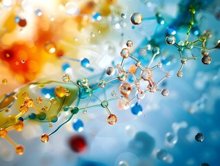 Wall Mural - Bioactive Components Visualized Under a Microscopic in Vivid Kaleidoscopic Patterns