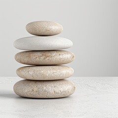 Poster - Stacked zen stones on a white background