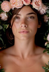 Poster - beautiful woman with flower crown