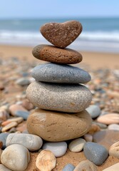 Canvas Print - Stacked stones on beach