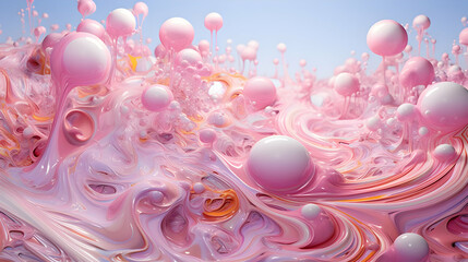 Poster - Pink Abstract 3D Background With Bubbles