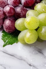 Wall Mural - Juicy red and green grapes with water droplets