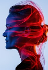 Wall Mural - abstract portrait of a person with colorful hair