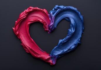 Sticker - Abstract heart shape made of vibrant red and blue paint