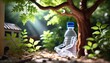 © FantasyLand86 - A plastic bottle figure in a contemplative pose, sitting under a large, shady tree with dappled sunlight filtering through the leaves.