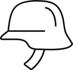 Poster - simple line icon of a military helmet, representing protection and safety in combat