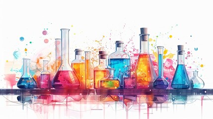 student science fair projects, instructional element, digital illustration, vibrant colors, isolated