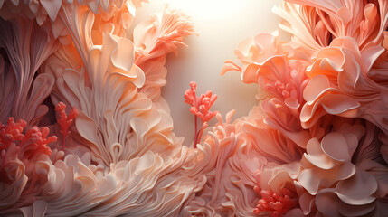 Wall Mural - Abstract 3D Illustration of Pink Floral Shapes