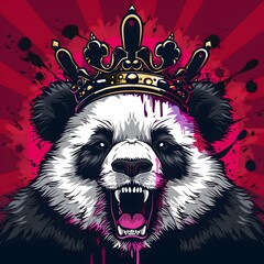 Sticker - panda with crown vector