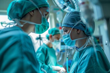 Wall Mural - Doctors during an operating room in the hospital.