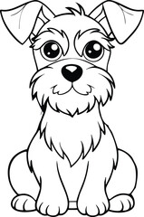 Wall Mural - Cute Miniature Schnauzer Dog  outline, icon isolated, on white background