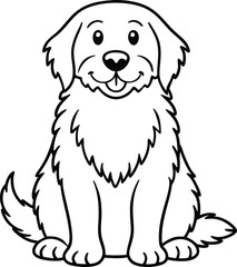 Wall Mural - Cute great pyrenees dog outline isolated on white background