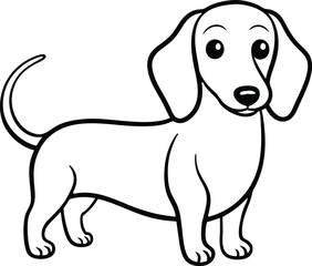 Wall Mural - Cute Dachshund Dog outline isolated on white background