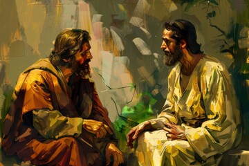 Wall Mural - Jesus talking to Nicodemus.