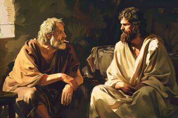 Wall Mural - Jesus talking to Nicodemus.