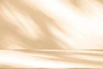 Fototapete - studio style background wall decoration presentation uses white and beige tones. with shadows cast f