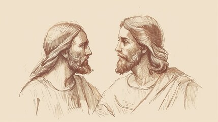 Wall Mural - Jesus talking to a man.