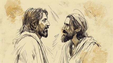 Wall Mural - Jesus talking to a man.