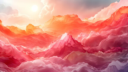 Sticker - Abstract Mountain Illustration with Sun