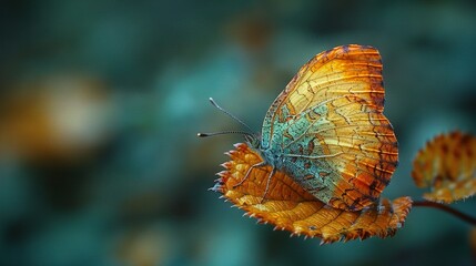 Wall Mural -   Butterfly in focus; droplets on wings; blurry background