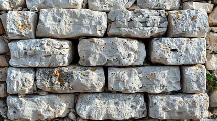 Wall Mural -   A cluster of white boulders rests atop a mound of soil and vegetation