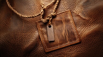 Raster version of leather background with stitched tag