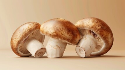 Wall Mural - Raw brown champignon mushrooms, ideal for cooking, ready to be prepared in various culinary dishes.