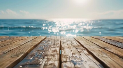 Wall Mural - wooden pier with ocean in background