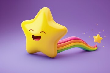 Sticker - Cartoon star is smiling and has rainbow tail