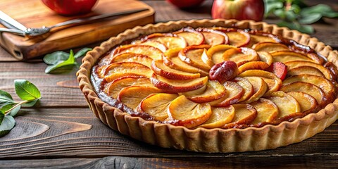 Sticker - Delicious French apple tart with flaky crust and caramelized apples, baking, dessert, French cuisine, delicious, homemade, sweet