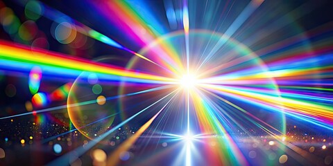 Sticker - Holographic rainbow flare with blurred light refraction , holographic, rainbow, flare, light, refraction, colorful