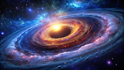 Wall Mural - spiral galaxy with vibrant stars orbiting around a massive black hole , astronomy, space, universe, 