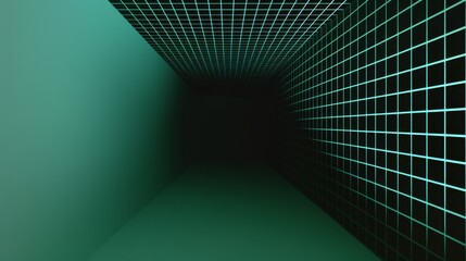 Wall Mural - Iridescent grid background with gradient forestgreen colors in the hyper realistic style