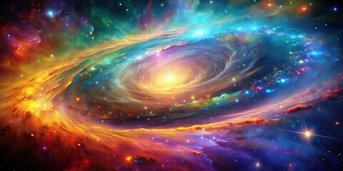 Wall Mural - Vibrant cosmic nebula with swirling colors and sparkling stars, space, galaxy, universe, astronomy, celestial, colorful, cosmic