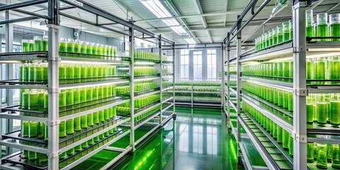 High tech lab cultivating algae for bio fuel production, algae, farm, sustainable, energy, bio fuel, lab