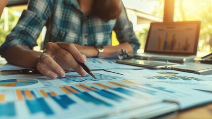 Professional Financial Consultant Analyzing Data with Clients in Soft Daylight at Eye-Level